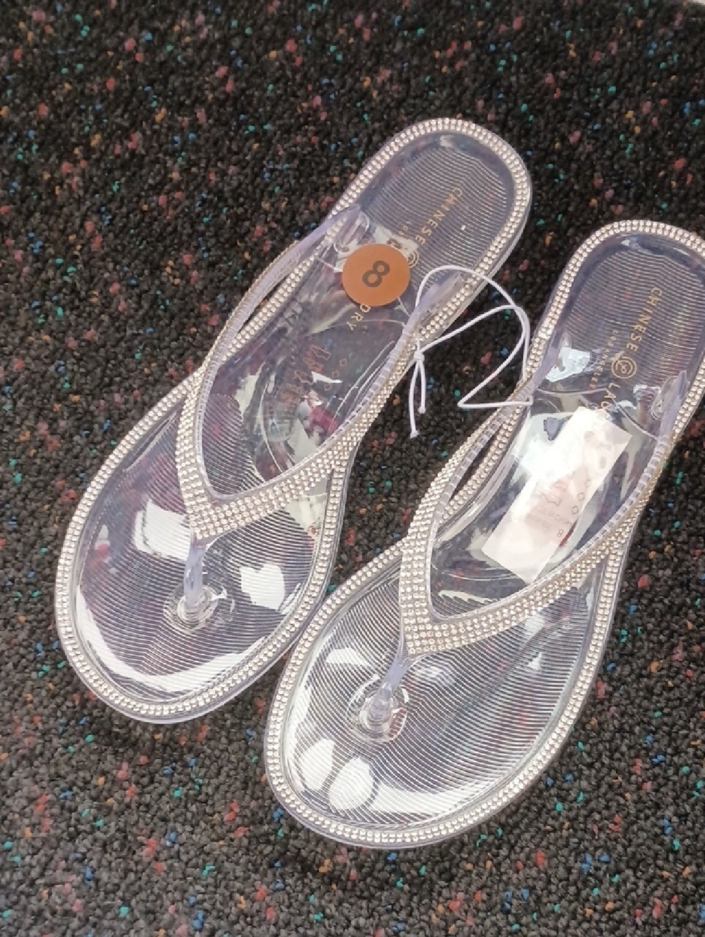 Chinese Laundry Clear Jelly Rhinestone Thong Sandals